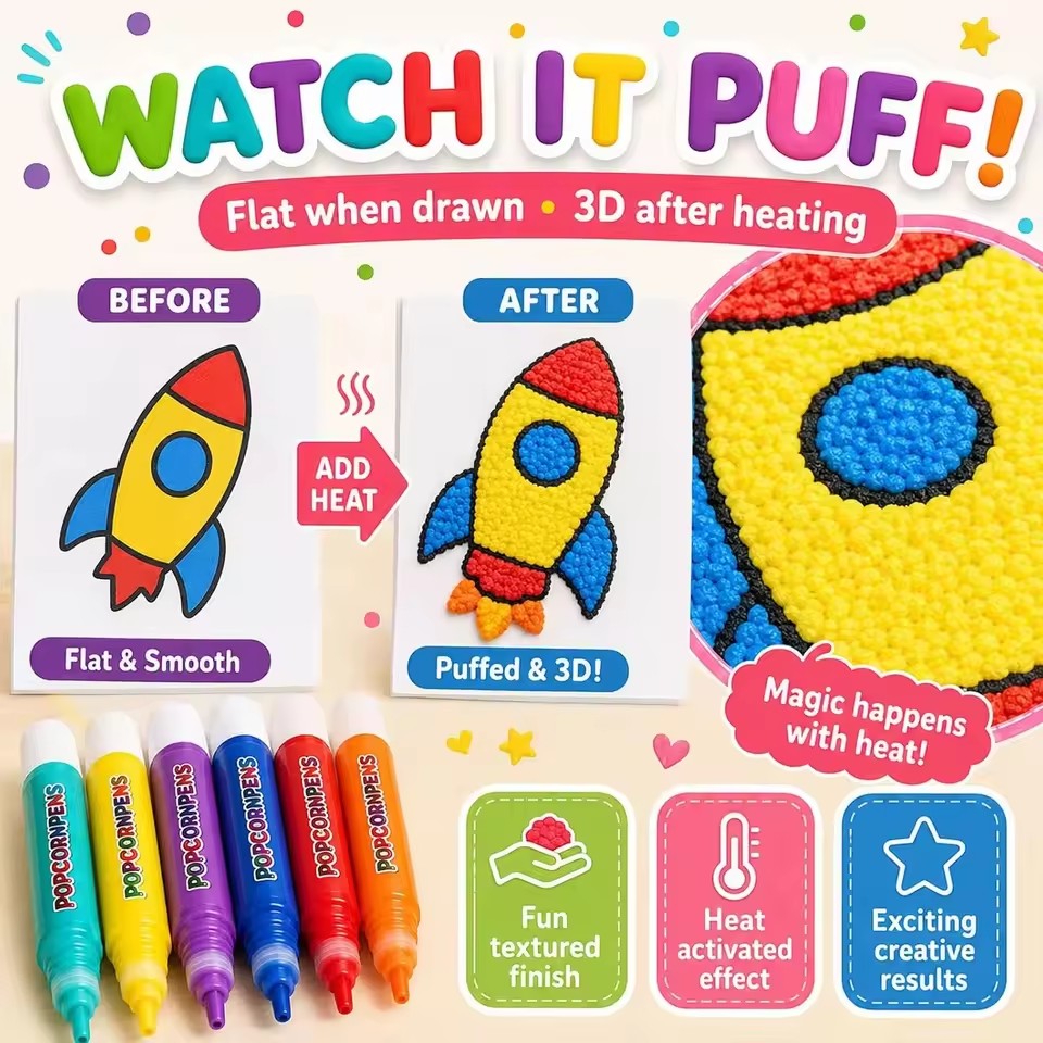 Art Craft Journals - Conjunto de Canetas Puffy Popcorn, Kit