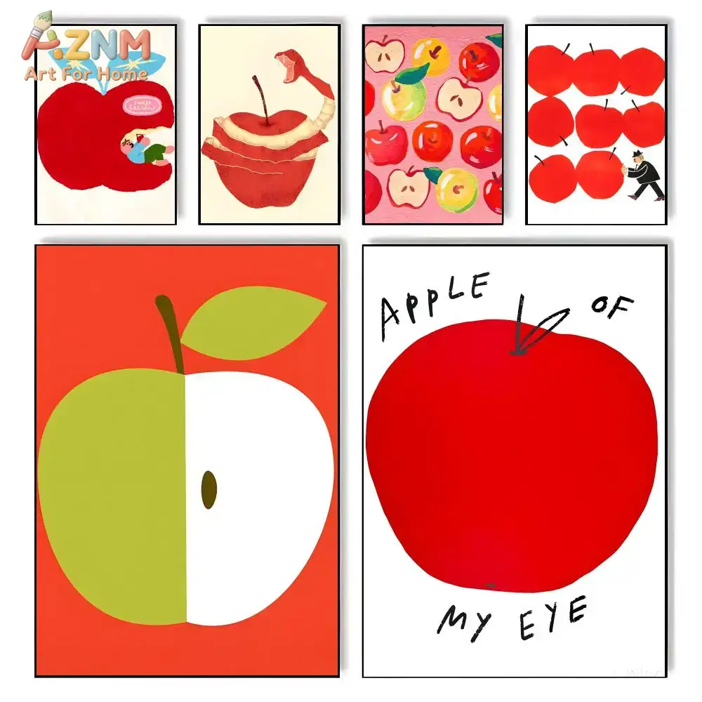 Art Craft Kitchen - AZNM Ilustração de Maçã Vermelha Fofa
