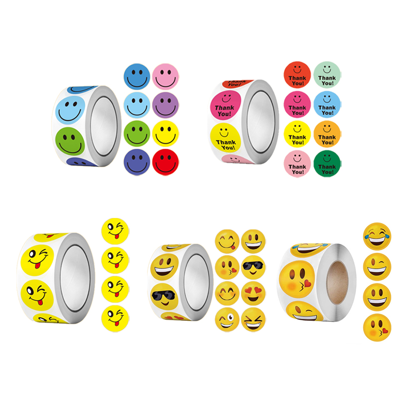 Art Craft Journals - 500PCS/Rolo Adesivos Coloridos de Emoji para