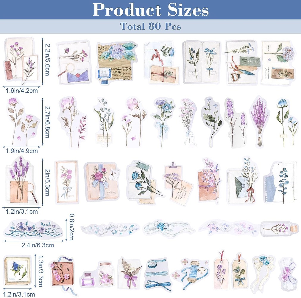 80 pçs lavanda scrapbook adesi - Art Craft Journals avaliação e preço
